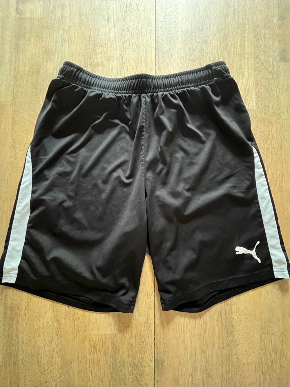 Puma Black Athletic Shorts with White Side Stripe Soccer